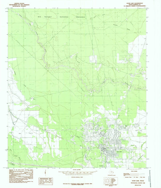 Classic USGS Sour Lake Texas 7.5'x7.5' Topo Map Image