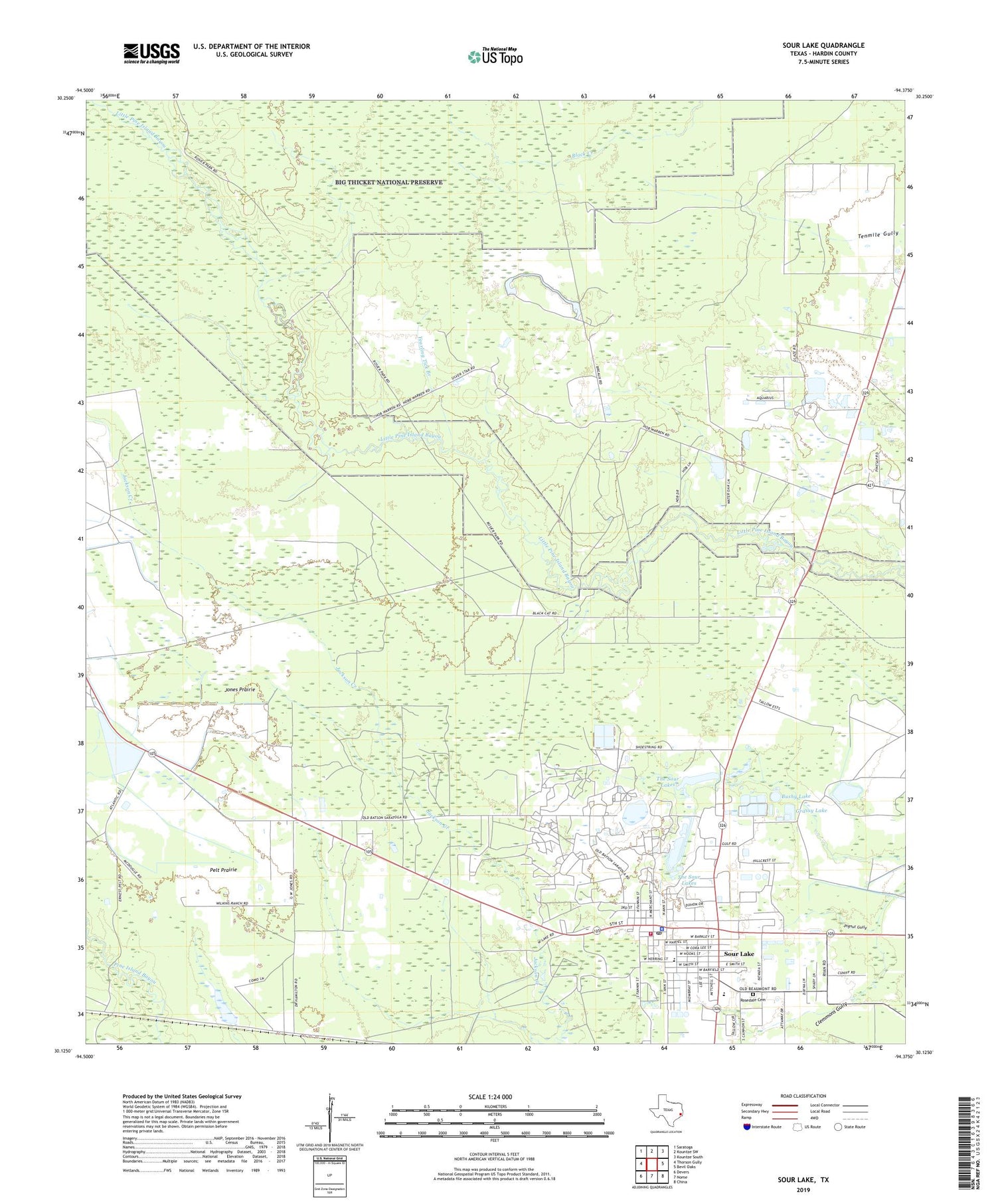 Sour Lake Texas US Topo Map Image