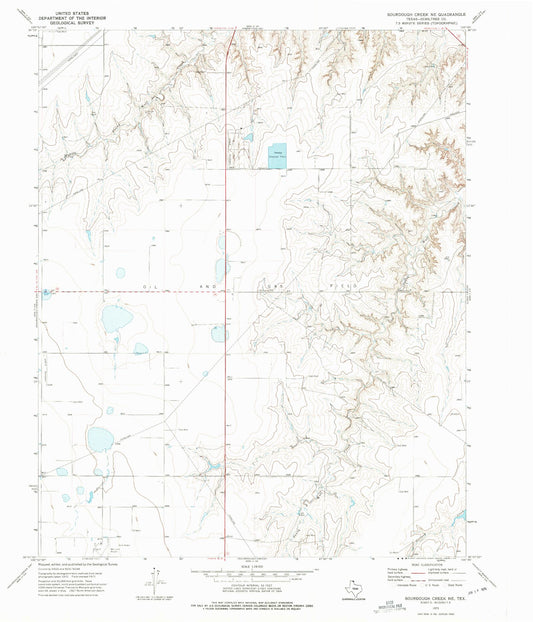 Classic USGS Sourdough Creek NE Texas 7.5'x7.5' Topo Map Image