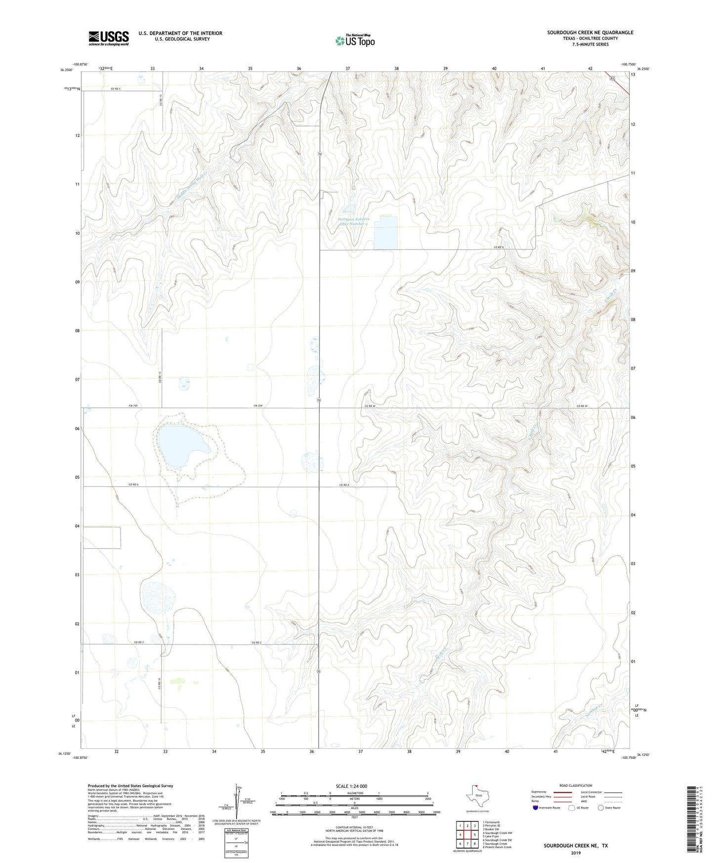 Sourdough Creek NE Texas US Topo Map Image