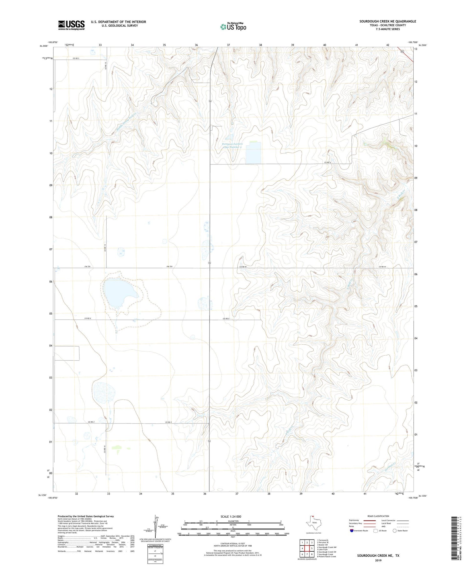 Sourdough Creek NE Texas US Topo Map Image