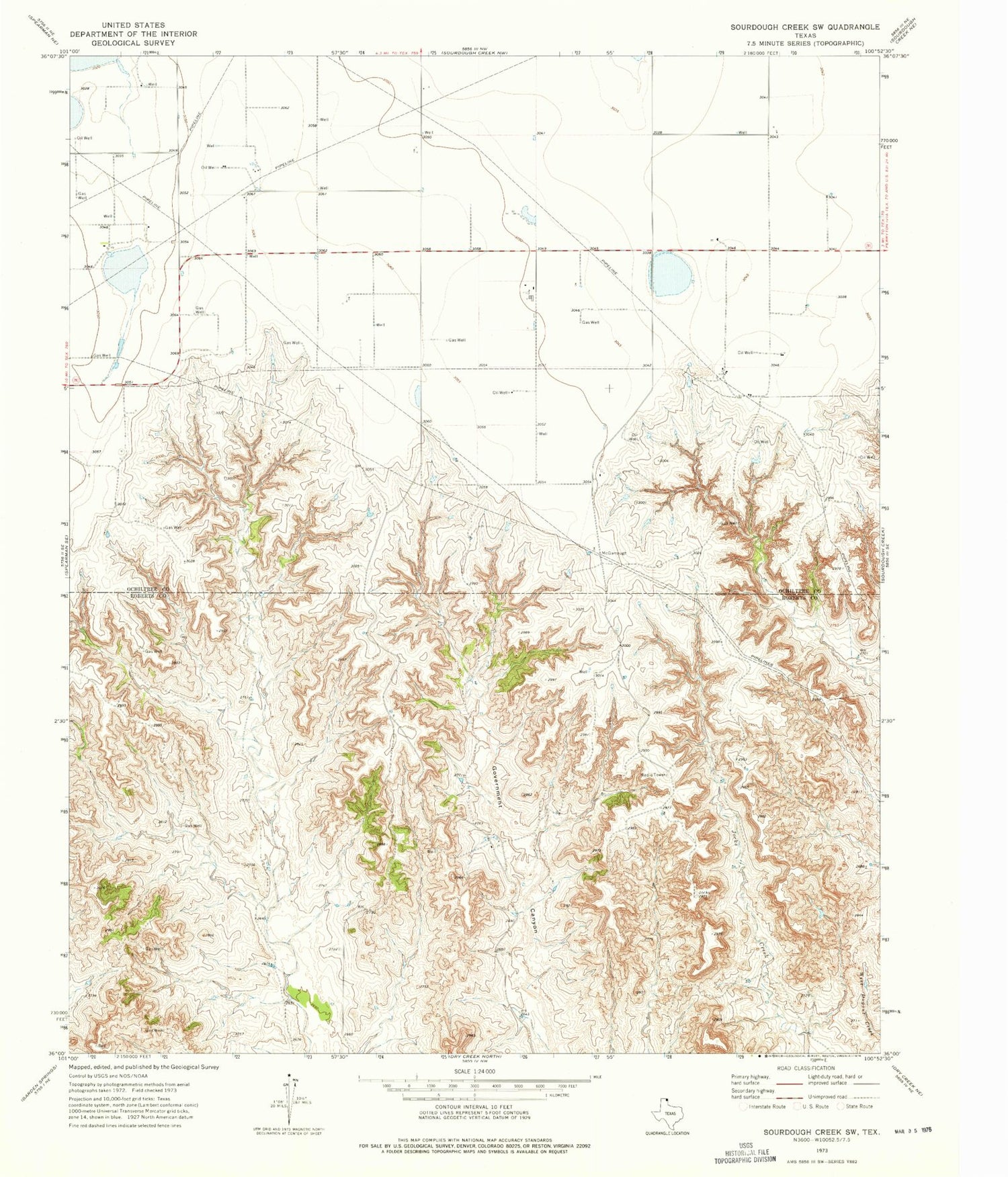 Classic USGS Sourdough Creek SW Texas 7.5'x7.5' Topo Map Image
