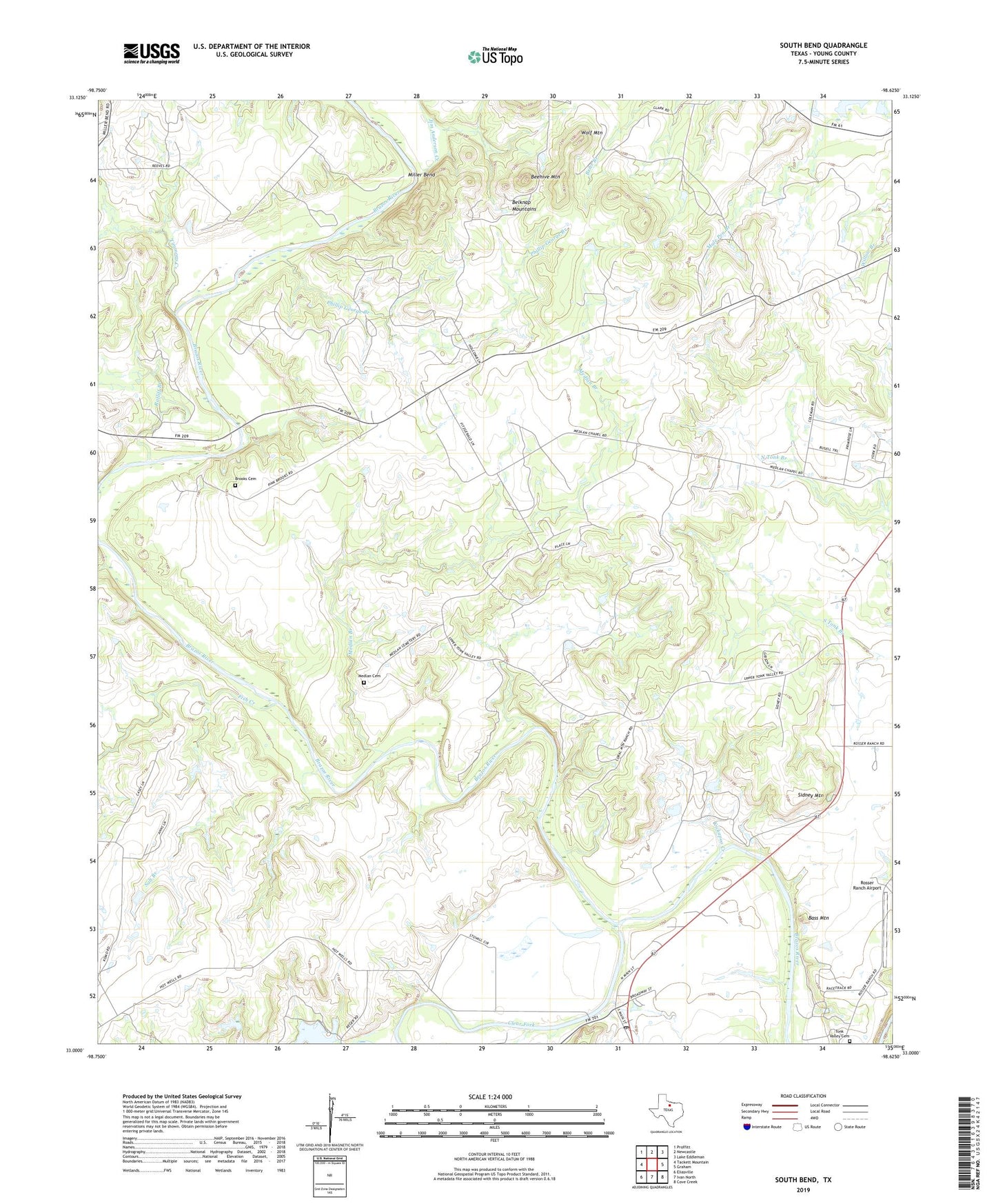 South Bend Texas US Topo Map Image
