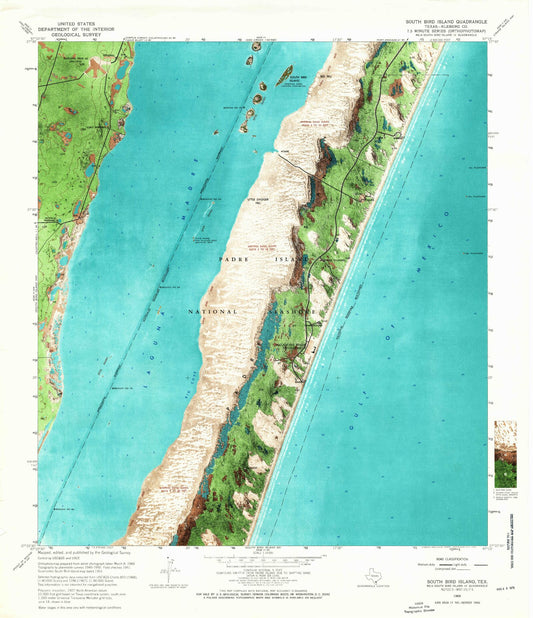 Classic USGS South Bird Island Texas 7.5'x7.5' Topo Map Image