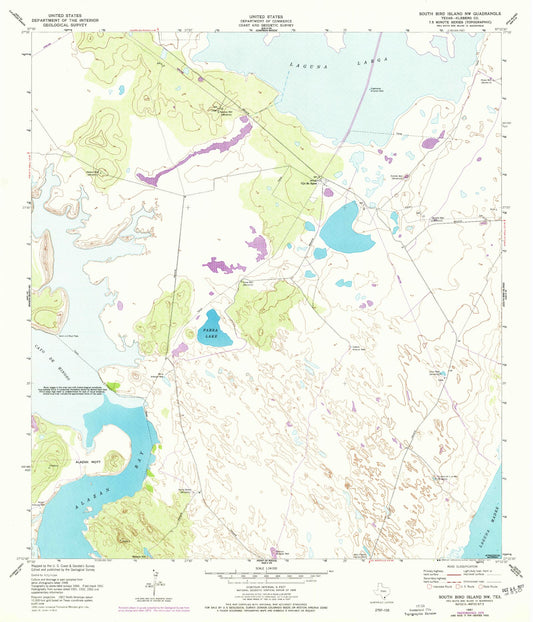 Classic USGS South Bird Island NW Texas 7.5'x7.5' Topo Map Image