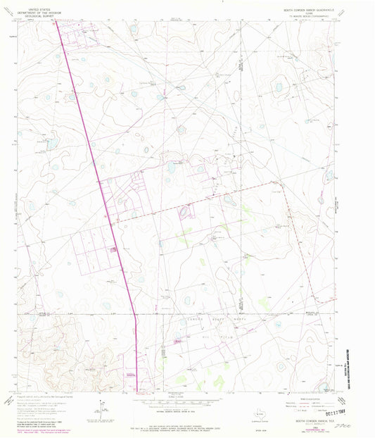 Classic USGS South Cowden Ranch Texas 7.5'x7.5' Topo Map Image