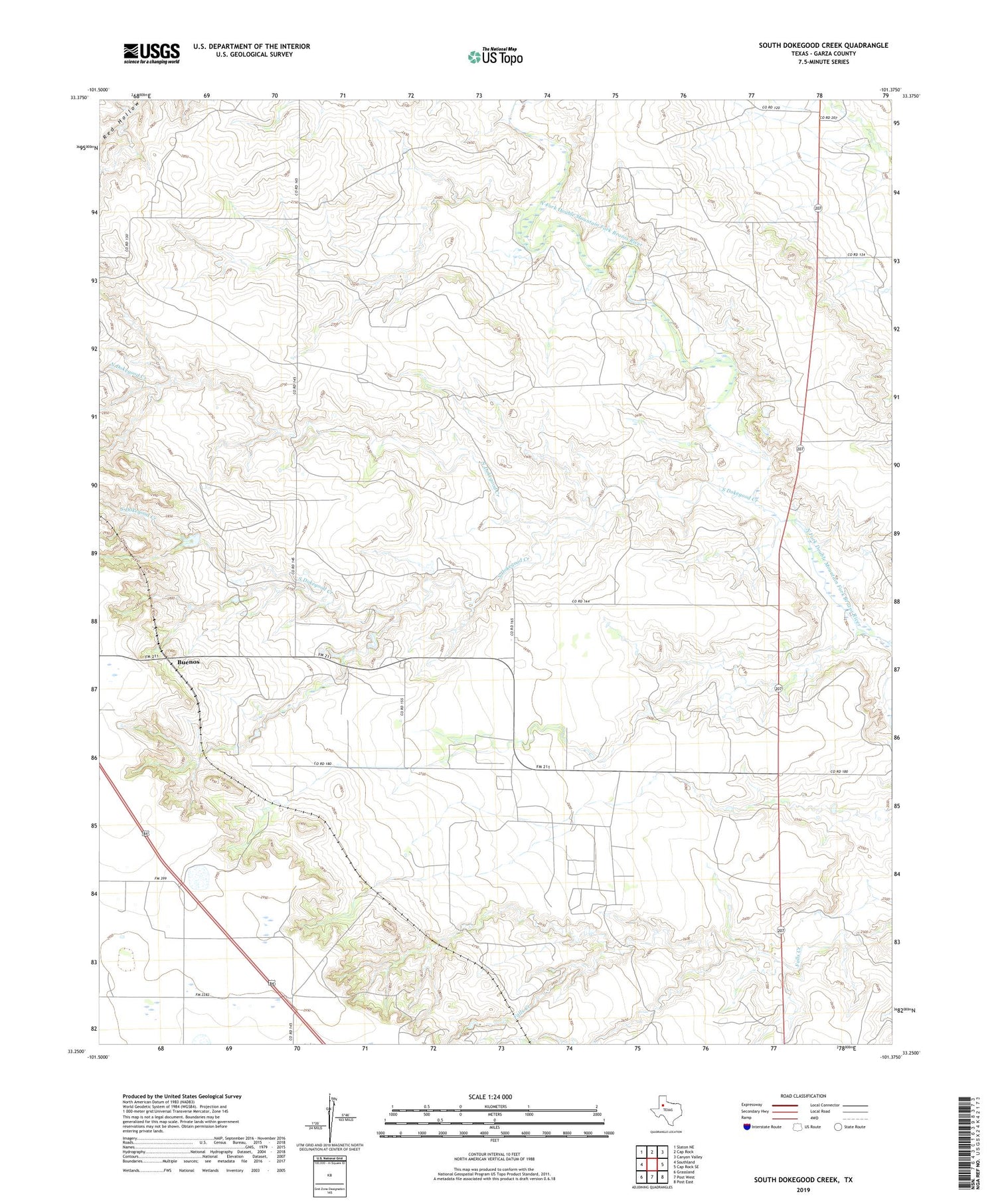 South Dokegood Creek Texas US Topo Map Image