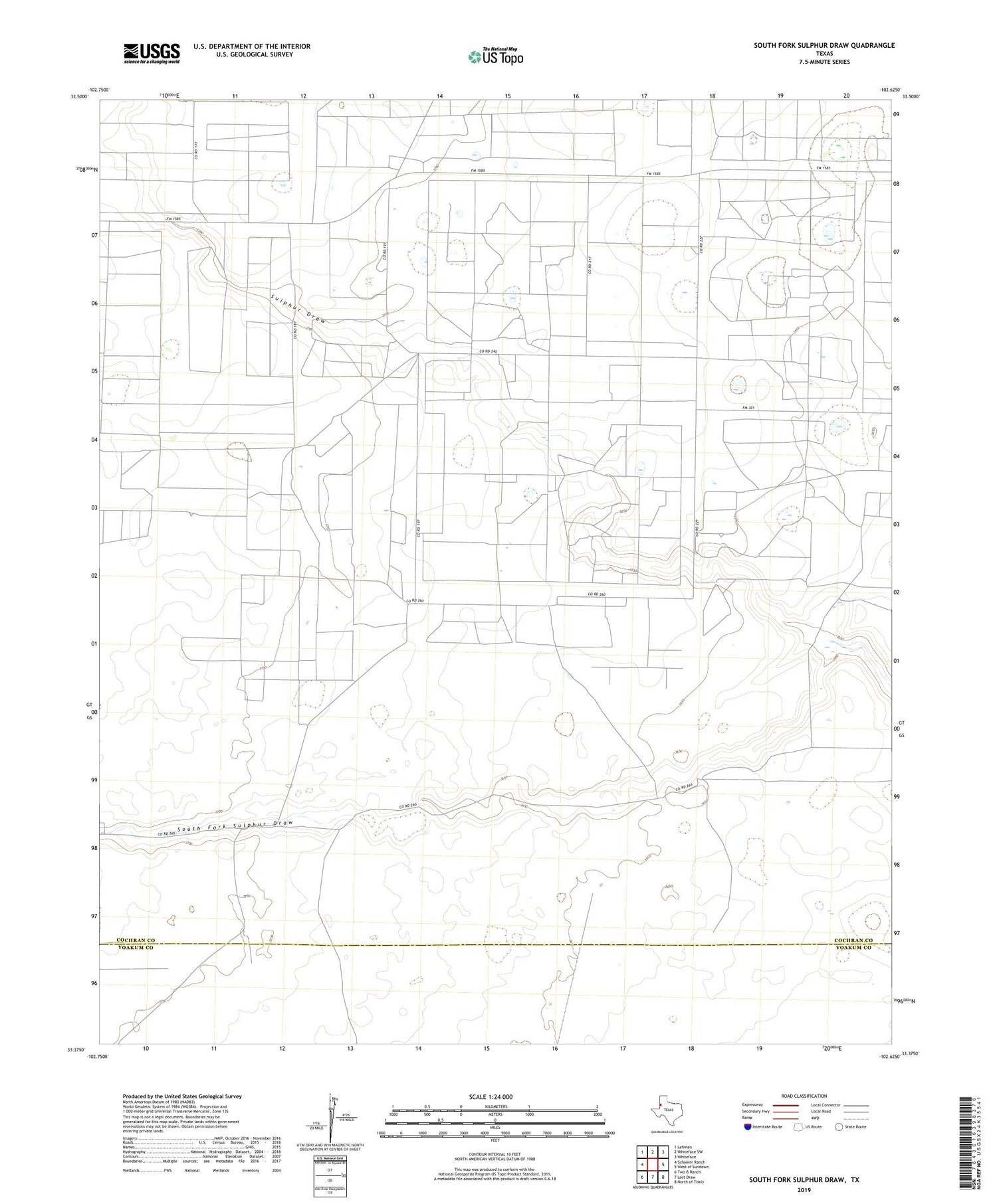 South Fork Sulphur Draw Texas US Topo Map Image