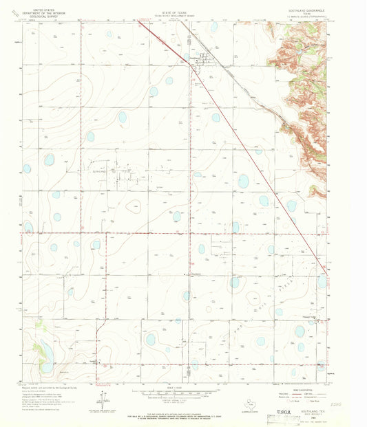 Classic USGS Southland Texas 7.5'x7.5' Topo Map Image