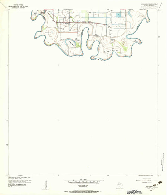 Classic USGS Southmost Texas 7.5'x7.5' Topo Map Image