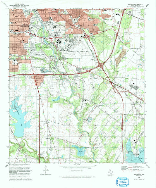 Classic USGS Southton Texas 7.5'x7.5' Topo Map Image