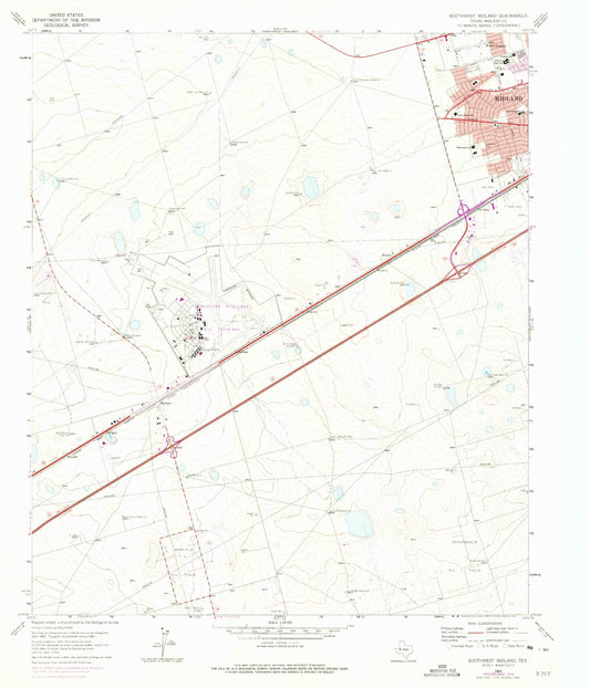 Classic USGS Southwest Midland Texas 7.5'x7.5' Topo Map Image