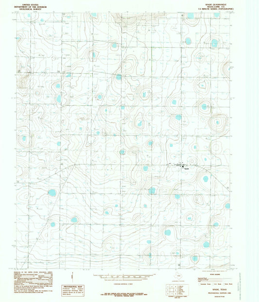 Classic USGS Spade Texas 7.5'x7.5' Topo Map Image