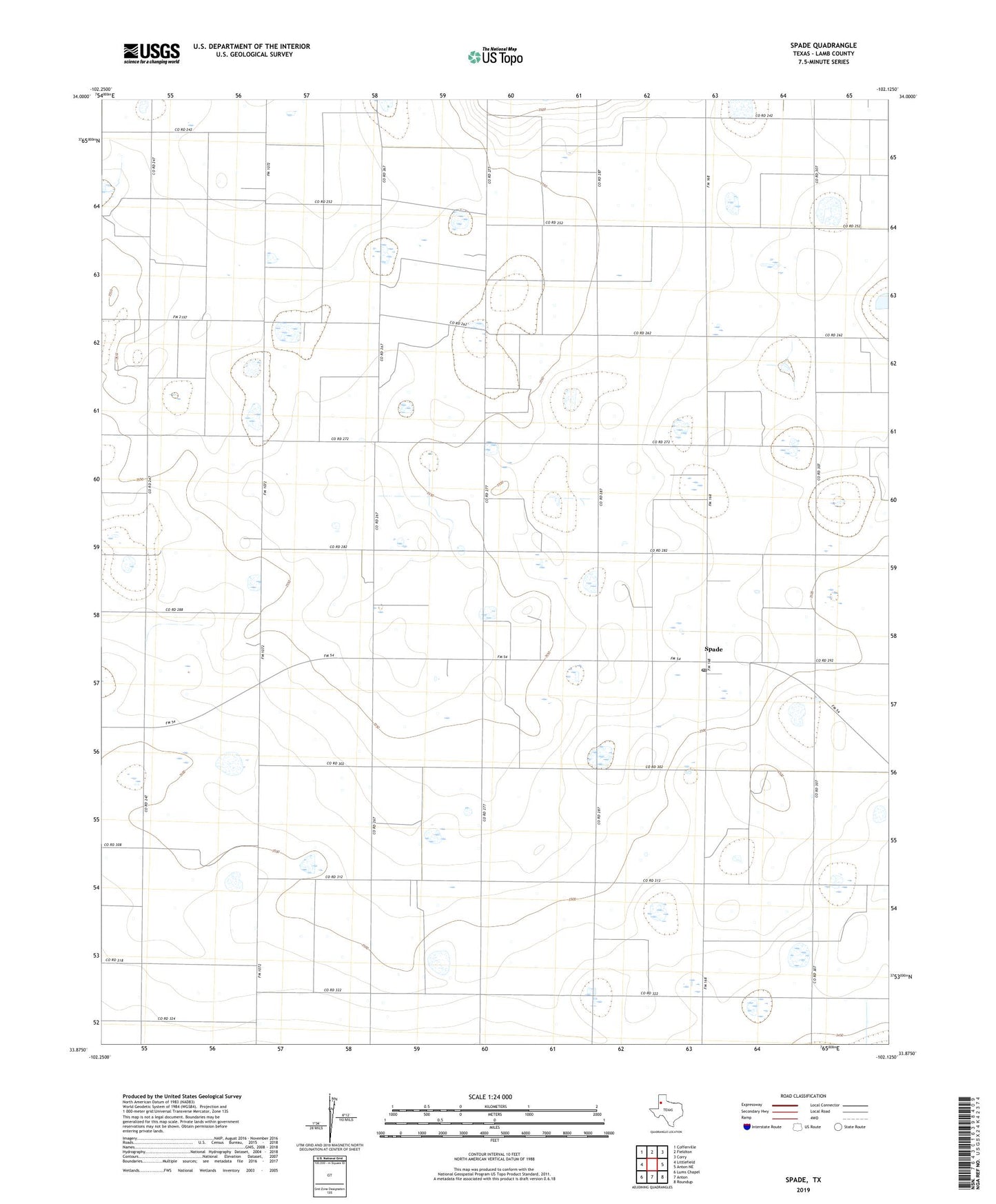 Spade Texas US Topo Map Image