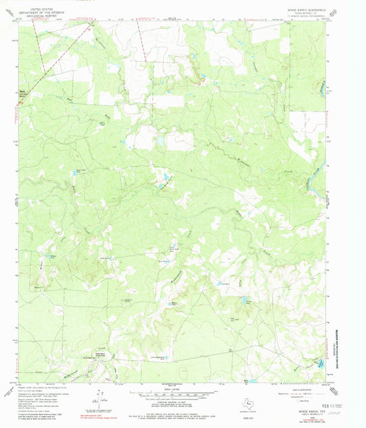 Classic USGS Spade Ranch Texas 7.5'x7.5' Topo Map Image