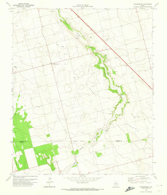 Classic USGS Sparenberg Texas 7.5'x7.5' Topo Map Image
