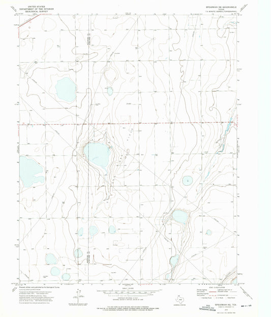Classic USGS Spearman NE Texas 7.5'x7.5' Topo Map Image