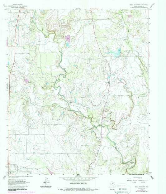 Classic USGS Speck Mountain Texas 7.5'x7.5' Topo Map Image