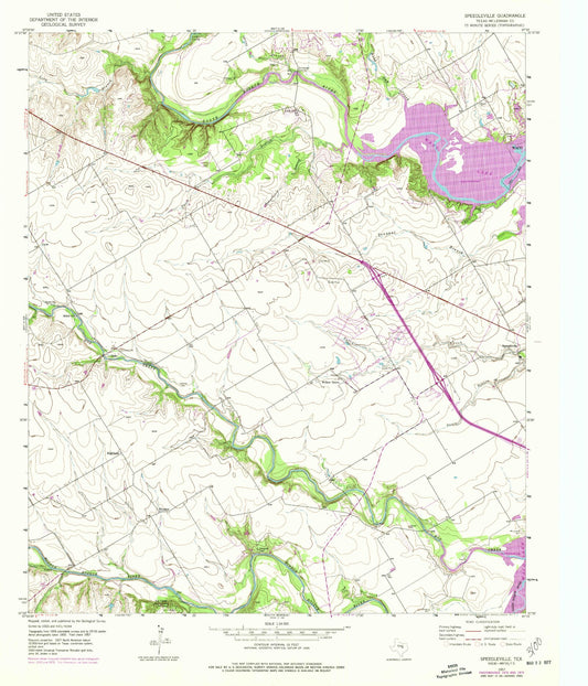 Classic USGS Speegleville Texas 7.5'x7.5' Topo Map Image