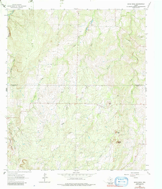 Classic USGS Spice Rock Texas 7.5'x7.5' Topo Map Image