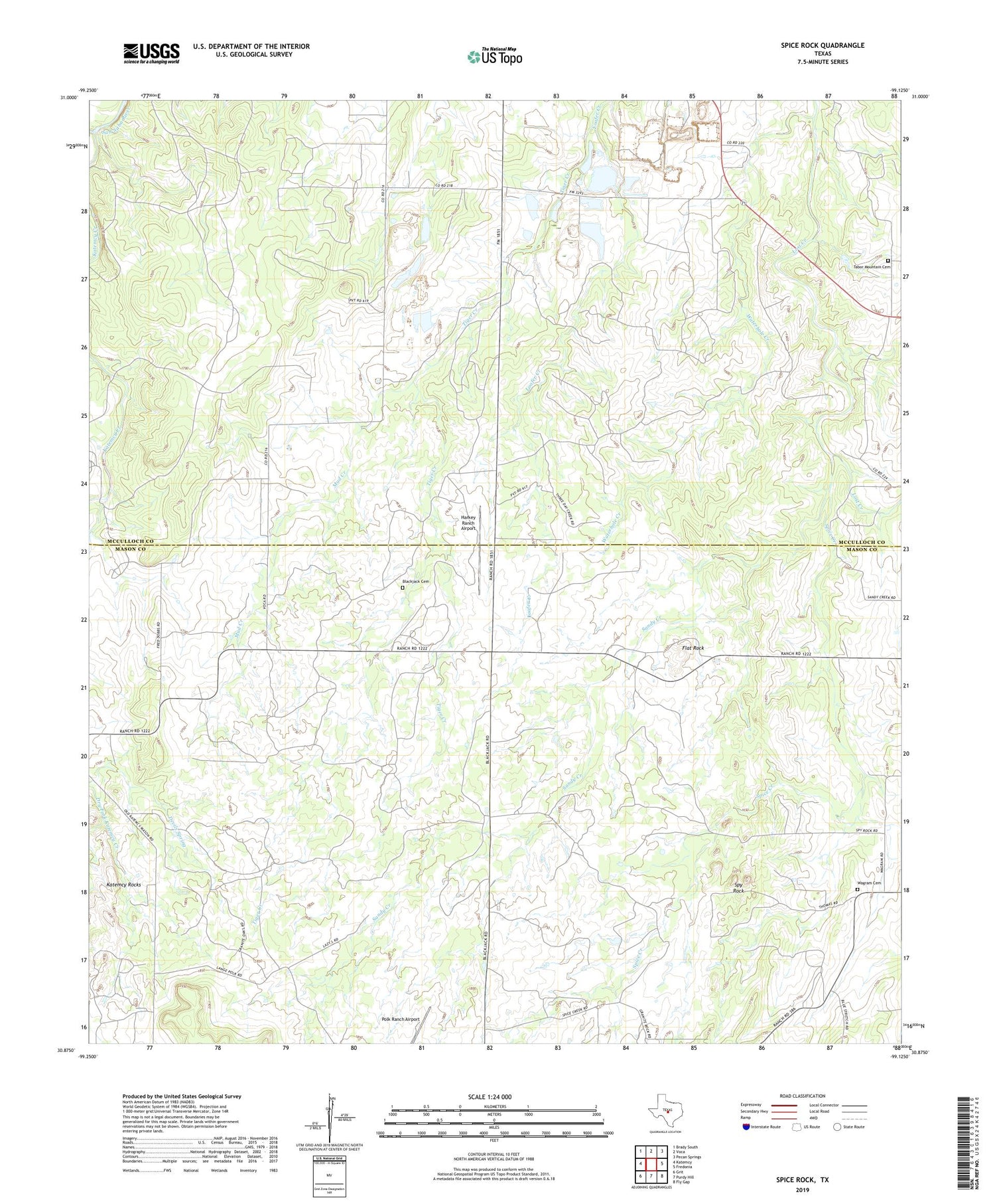 Spice Rock Texas US Topo Map Image