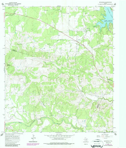 Classic USGS Spicewood Texas 7.5'x7.5' Topo Map Image