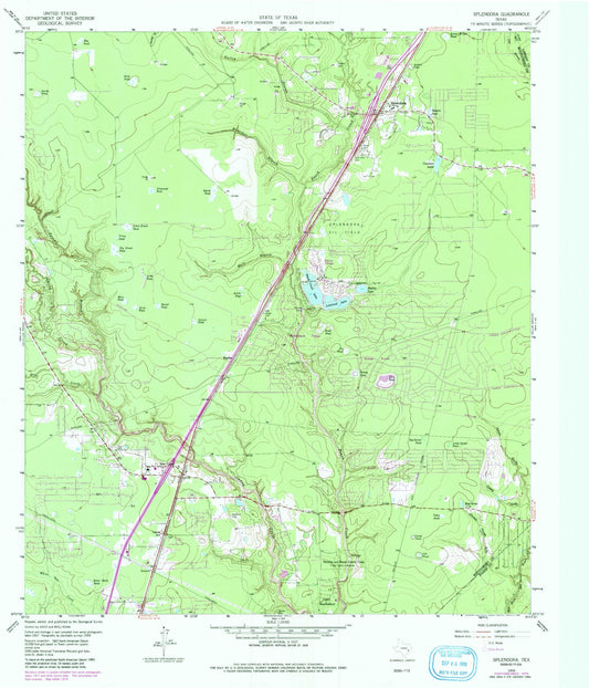 Classic USGS Splendora Texas 7.5'x7.5' Topo Map Image