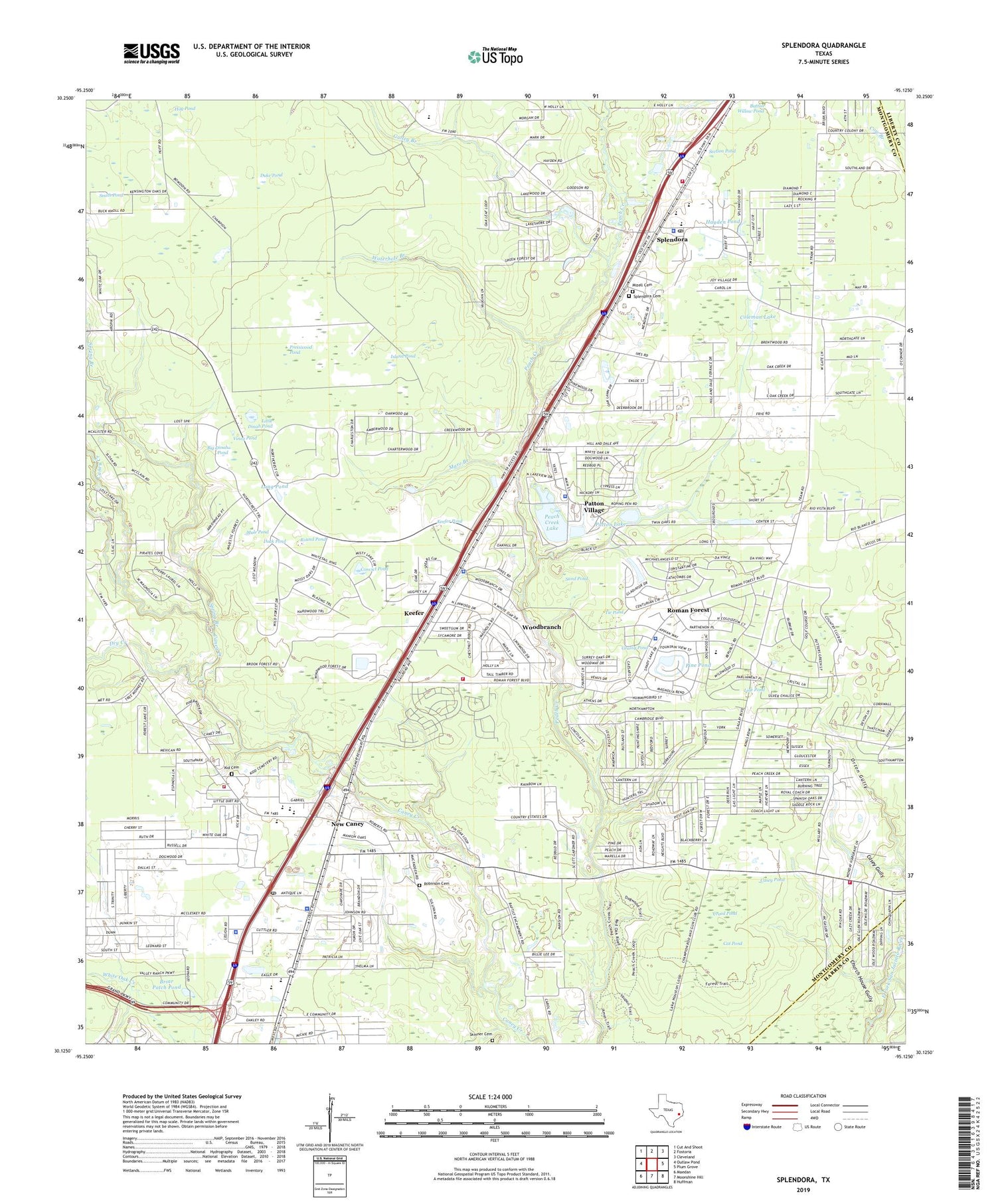 Splendora Texas US Topo Map Image