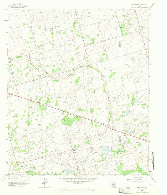 Classic USGS Spraberry Texas 7.5'x7.5' Topo Map Image