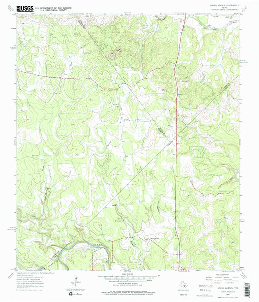 Classic USGS Spring Branch Texas 7.5'x7.5' Topo Map Image