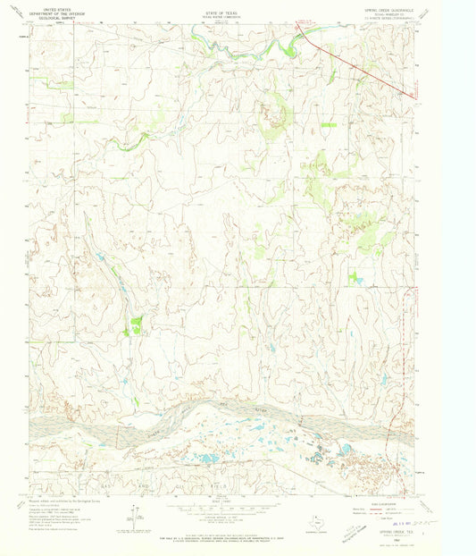 Classic USGS Spring Creek Texas 7.5'x7.5' Topo Map Image