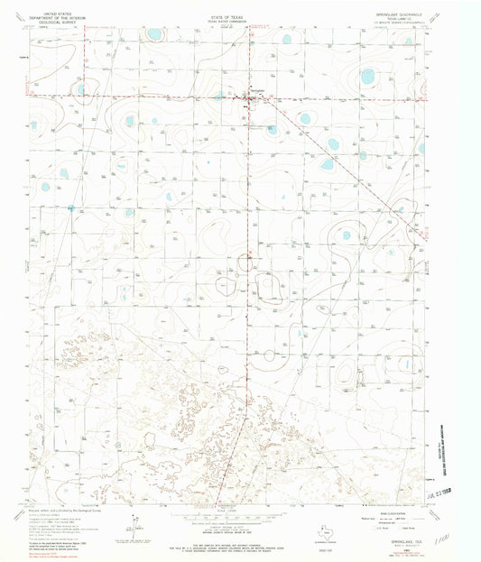 Classic USGS Springlake Texas 7.5'x7.5' Topo Map Image
