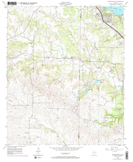 Classic USGS Springtown SE Texas 7.5'x7.5' Topo Map Image