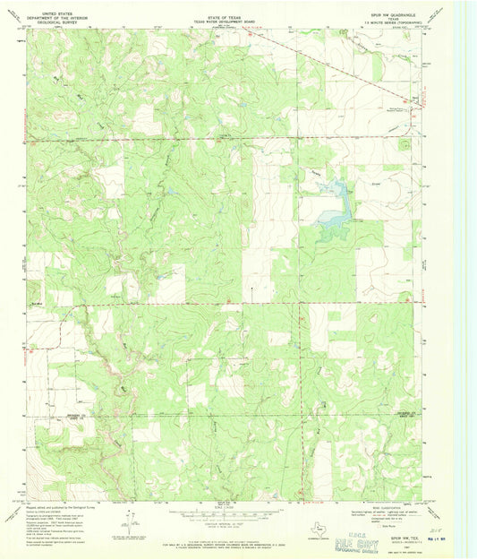 Classic USGS Spur NW Texas 7.5'x7.5' Topo Map Image