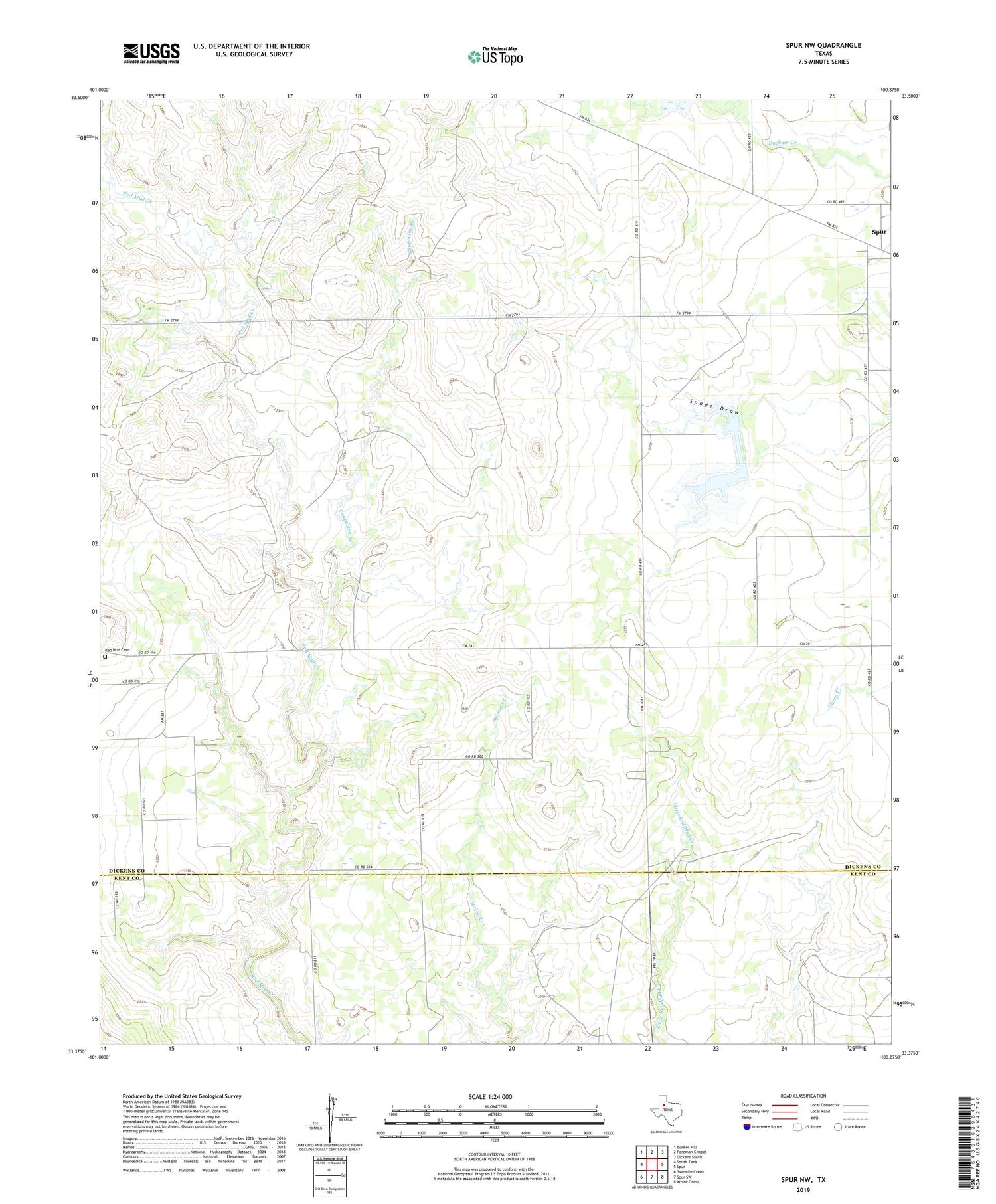 Spur NW Texas US Topo Map Image