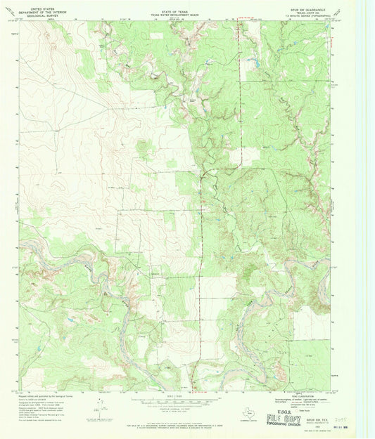 Classic USGS Spur SW Texas 7.5'x7.5' Topo Map Image