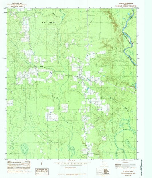 Classic USGS Spurger Texas 7.5'x7.5' Topo Map Image
