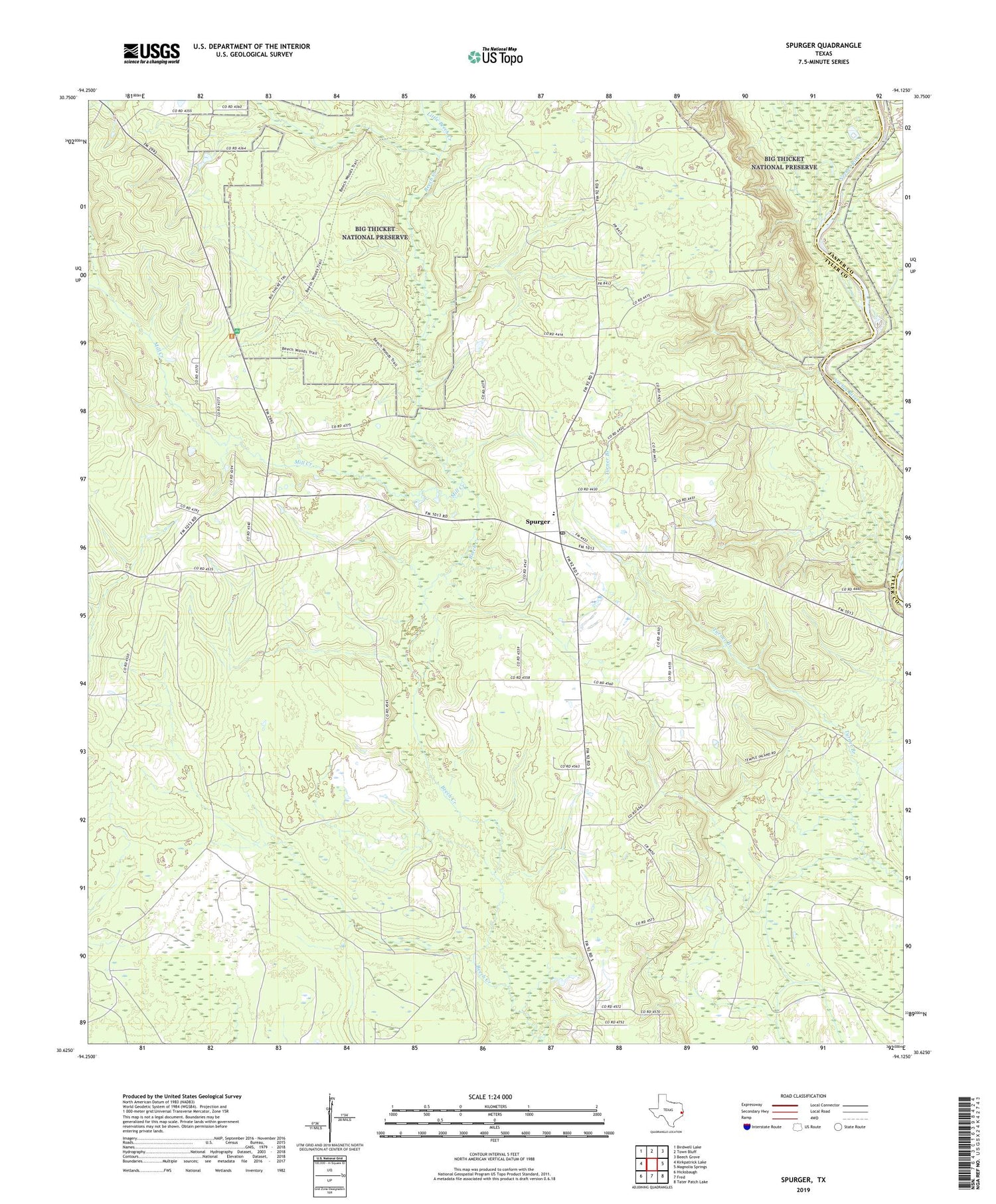 Spurger Texas US Topo Map Image