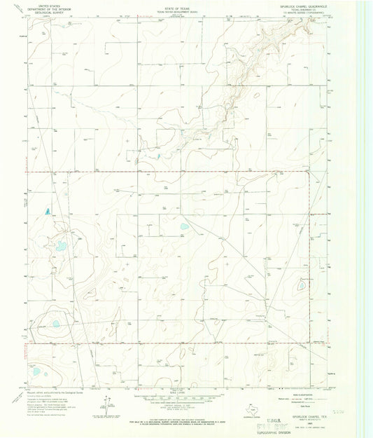 Classic USGS Spurlock Chapel Texas 7.5'x7.5' Topo Map Image