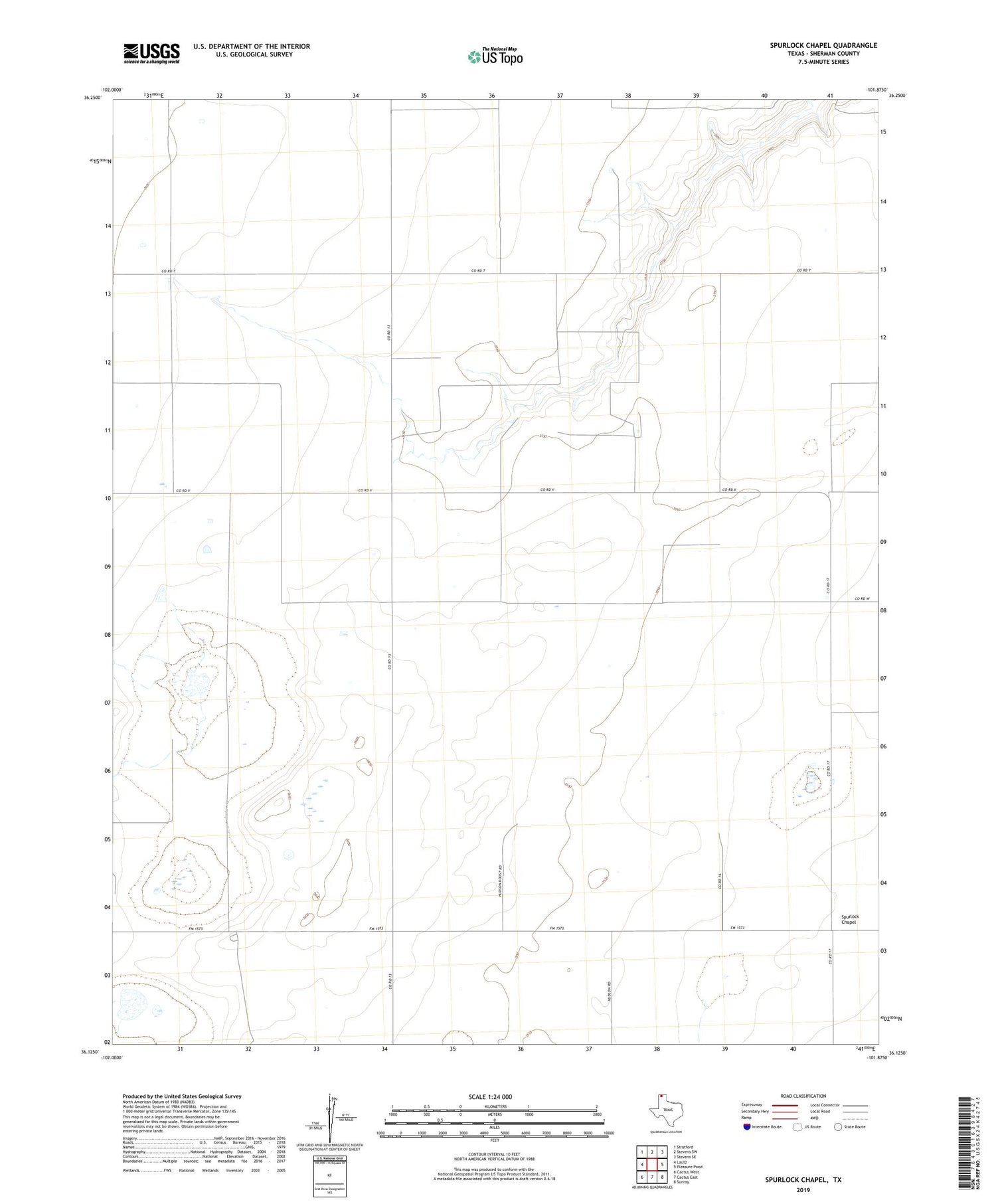 Spurlock Chapel Texas US Topo Map Image