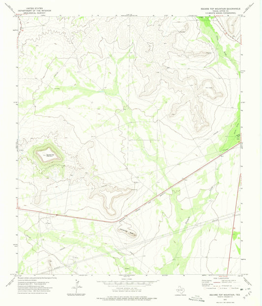 Classic USGS Square Top Mountain Texas 7.5'x7.5' Topo Map Image