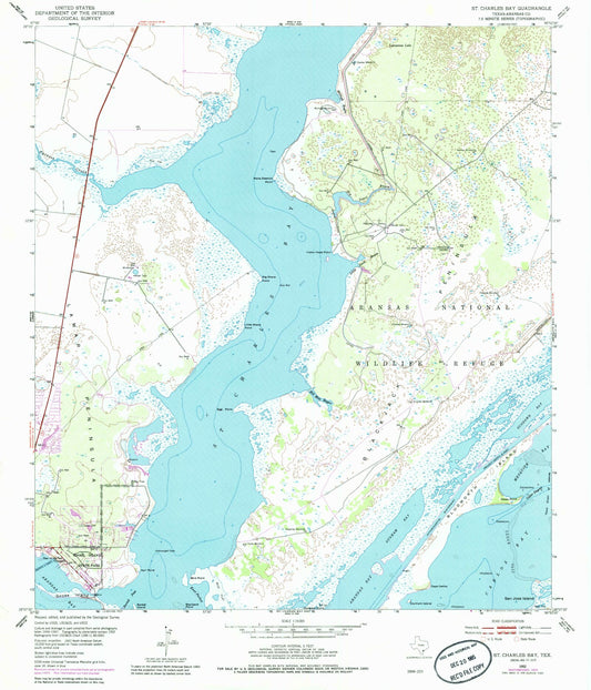 Classic USGS Saint Charles Bay Texas 7.5'x7.5' Topo Map Image