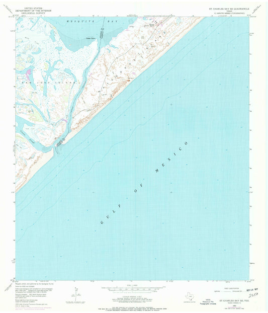 Classic USGS Saint Charles Bay SE Texas 7.5'x7.5' Topo Map Image
