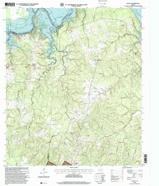 Classic USGS Staley Texas 7.5'x7.5' Topo Map Image