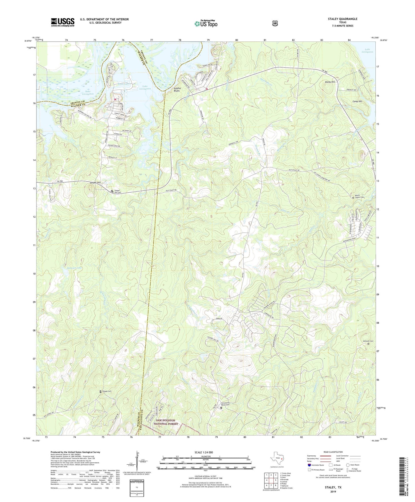Staley Texas US Topo Map Image