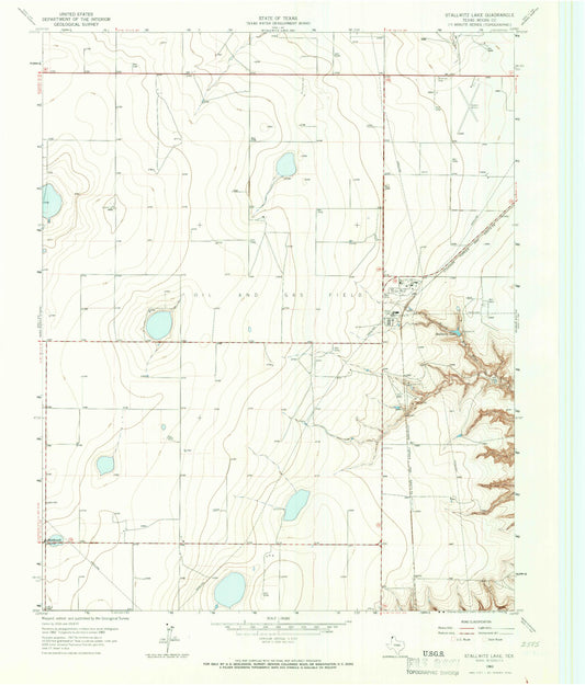 Classic USGS Stallwitz Lake Texas 7.5'x7.5' Topo Map Image