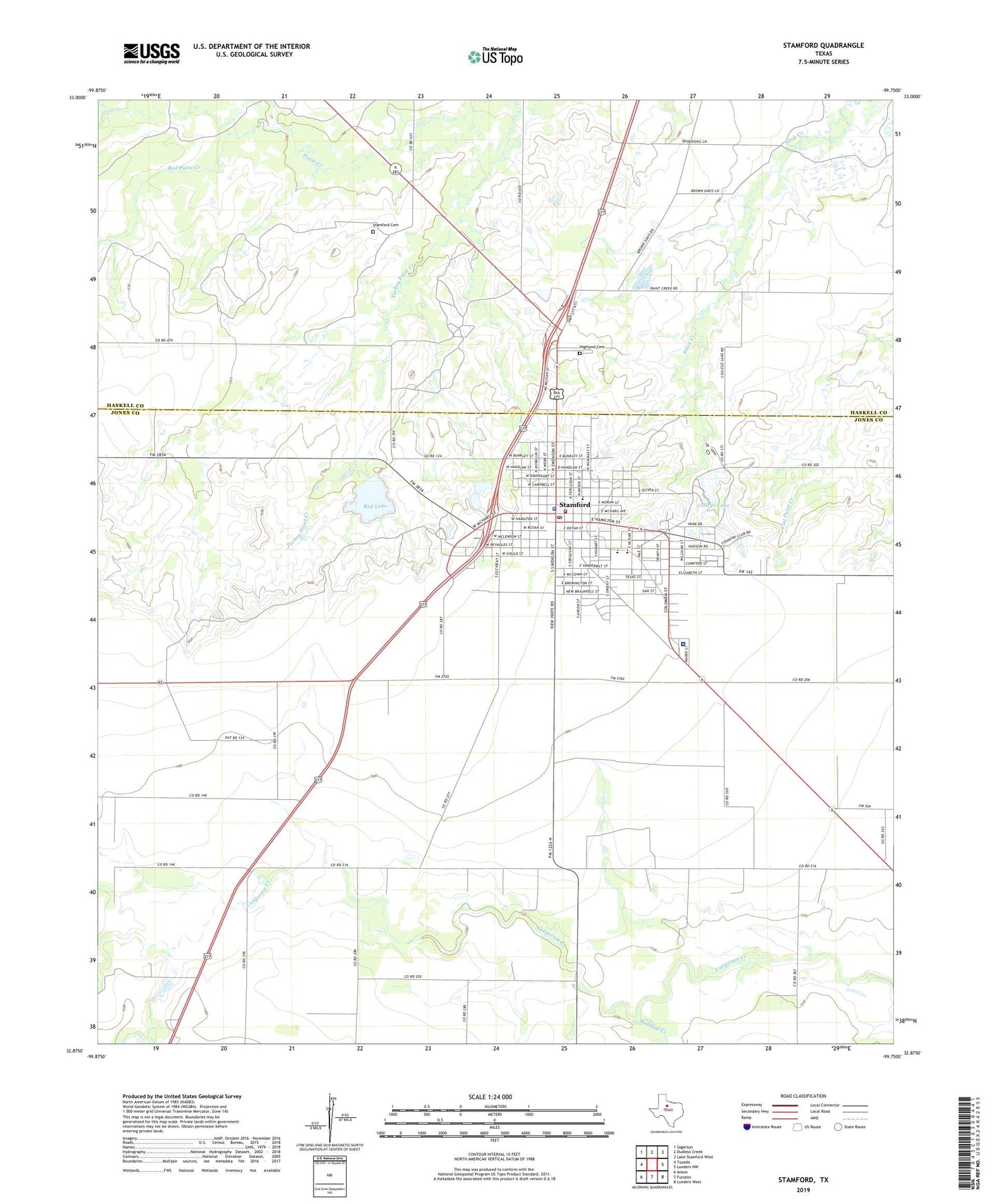 Stamford Texas US Topo Map Image