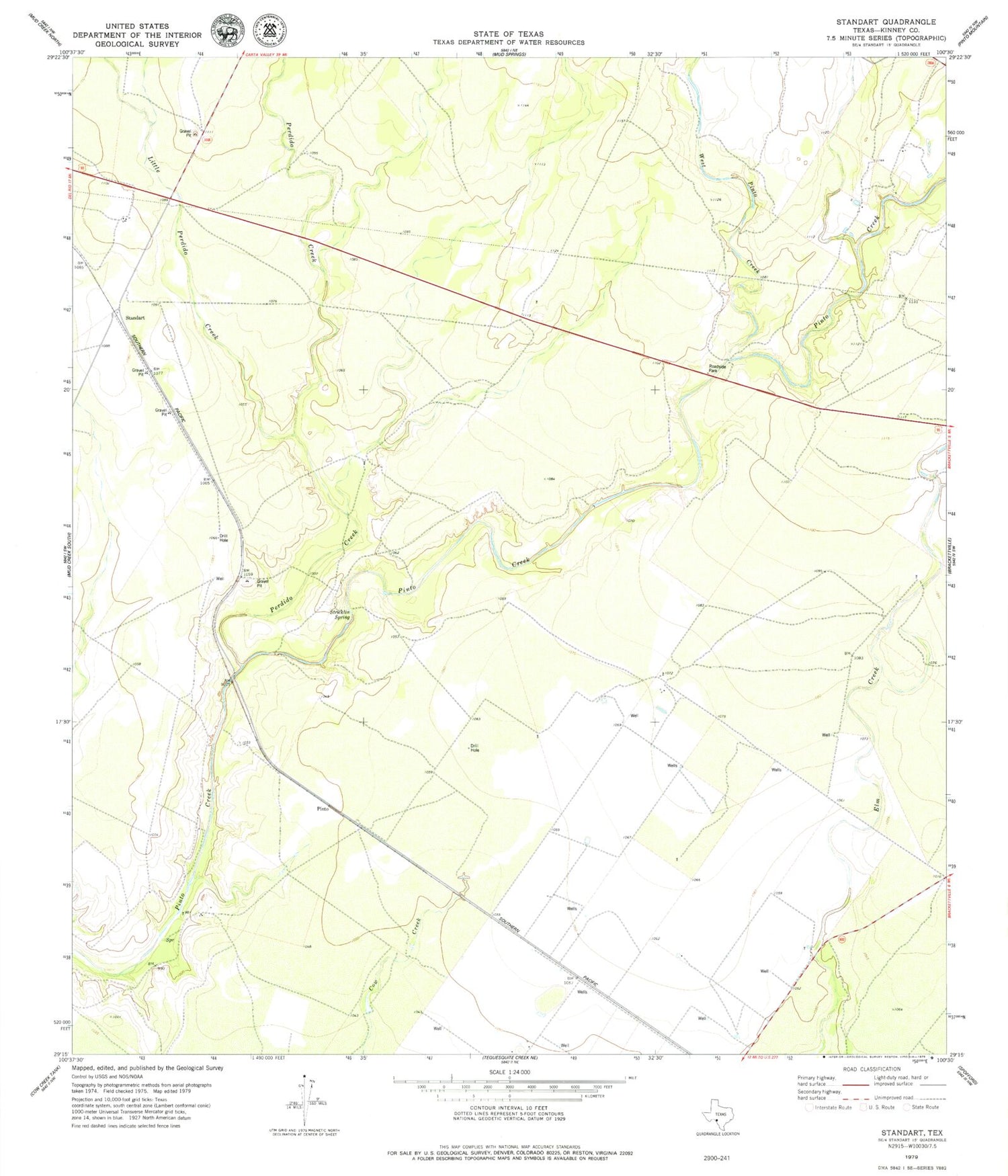 Classic USGS Standart Texas 7.5'x7.5' Topo Map Image