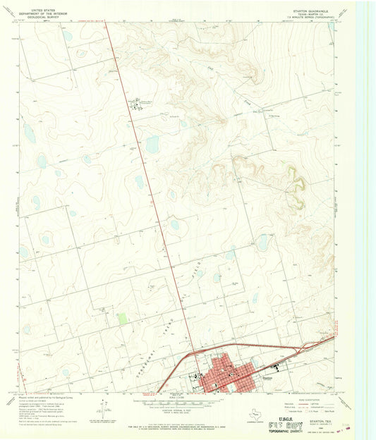 Classic USGS Stanton Texas 7.5'x7.5' Topo Map Image