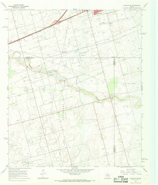 Classic USGS Stanton SE Texas 7.5'x7.5' Topo Map Image